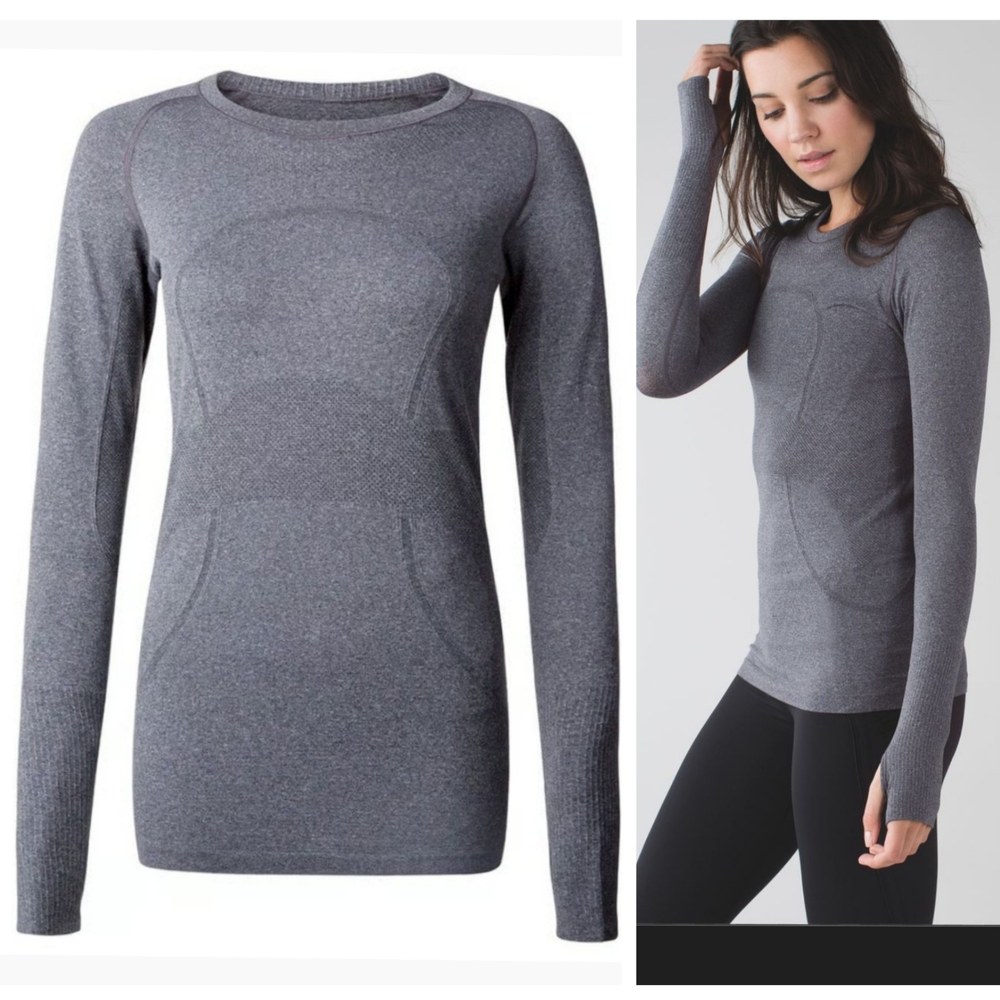 Lululemon Swiftly Tech long Sleeve top Heathered Black Running